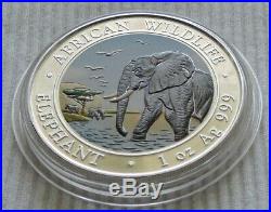 Somalia Elephant 2010 1 oz silver color coin African Wildlife Somali Elefant