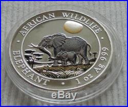 Somalia Elephant 2011 1 oz silver color coin African Wildlife Somali Elefant