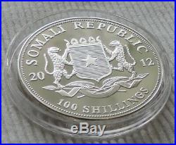 Somalia Elephant 2012 1 oz silver color coin 100 shillings Somali Elefant farbe