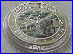 Somalia Elephant 2012 1 oz silver color coin 100 shillings Somali Elefant farbe