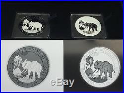 Somalia Elephant Black & White Set 2017 2 x 100 Shilling Ruthenium Refined