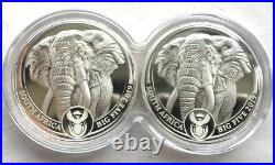 South Africa 2019 Elephant 1oz Double Pack Twin Silver Coins, Proof, Rare