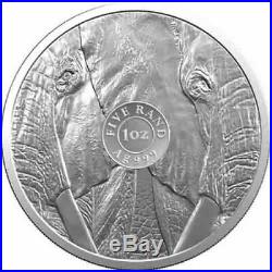 South Africa 5 Rand 2019 BIG FIVE ELEPHANT 1 Oz Silver Coin