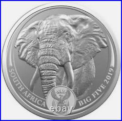 South Africa 5 Rand RAM Big Five Elephant 2019 Fine silver 999 1oz 1 once argent