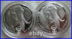 South Africa R5 2021 Silver Proof 1Oz Two Coins Set Big5 Series II Elephant