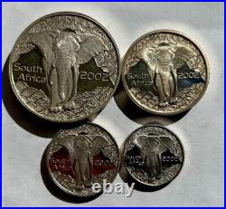 South Africa Silver Proo Set 4 Coins Elephants 2002