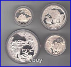 South Africa Silver Proof 4 Dif Coins Set 5- 50 Cents 2002 Year Elephant Ps200