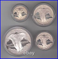 South Africa Silver Proof 4 Dif Coins Set 5- 50 Cents 2002 Year Elephant Ps200