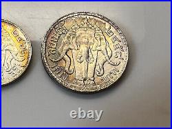 THAILAND SILVER 1 BAHT 1/2 1/4 ELEPHANT Coin Set Lot Of Three 1913 1925