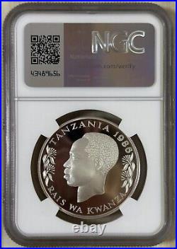 Tanzania 1986 Silver 100 Shilingi Coin Nyerere WWF Elephant NGC Proof PF 69 UC