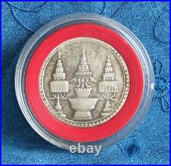 Thailand 1869 King Rama V Chulalongkorn Silver 1 Baht Coin Elephant Chakri Thai