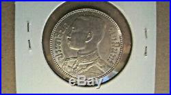 Thailand BE 2472 (1929) 50 SATANG (1/2 Baht) Silver Coin UNC Y#49 Elephant