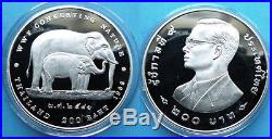 Thailand Silver Coin 200 Baht 1998 WWF Two Elephants RRR