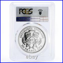 Togo 100 francs Tropical Fauna Elephant PR70 PCGS colored AgCuNi coin 2011