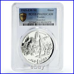 Tunisia 1 dinar Commander Hannibal Barkas Elephants PR69 PCGS silver coin 1969