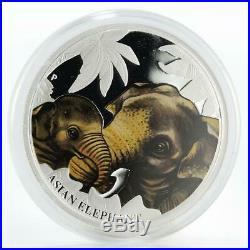 Tuvalu 50 cents Asian Elephant colored proof silver coin 2014