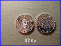 Two 2015 Somalia Silver Elephant 1 oz Coin. 9999 Fine (BU)