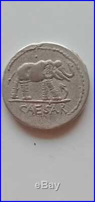 UNRESEARCHED ANCIENT ROMAN AR SILVER DENARIUS COIN Julius Caesar / Elephant