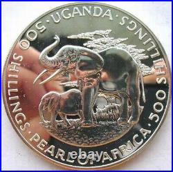 Uganda 1991 Elephant 500 Shillings Silver Coin, UNC, Mtg only 700pcs