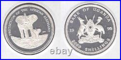 Uganda Essai Silver Proof 2000 Shillings Coin 1995 Year Elephant