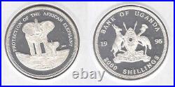 Uganda Rare Essai Silver Proof 2000 Shillings Coin 1995 Year Elephant