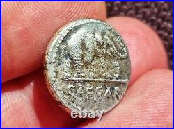 Very rare incuso Julius Caesar AR Denarius double Silver Elephant Roman Coin