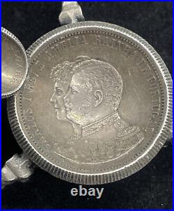 Victorian Portuguese Coin With Elephants Ashtray 100 1910 Reis, 1000 Reis