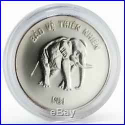 Vietnam 100 dong Natural Protection Animals Elephant silver coin 1986