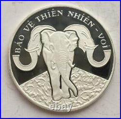 Vietnam 1993 Elephant 100 Dong Silver Coin, Proof