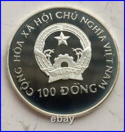 Vietnam 1993 Elephant 100 Dong Silver Coin, Proof