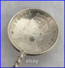 Vintage 1894 British India 1/4 Rupee Silver Coin 2 1/2 Elephant Salt Spoon