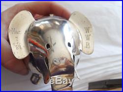 Vintage NAPIER Silver Plate Elephant Coin Figure PIGGY BANK Collector Mar 7 69