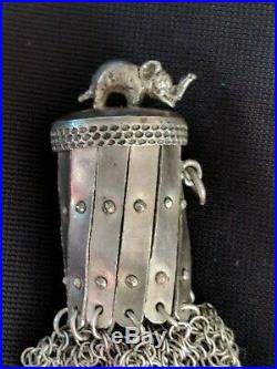 Vintage Silver Mesh Coin Purse With An Elephant On The Top