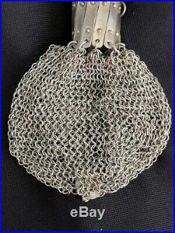 Vintage Silver Mesh Coin Purse With An Elephant On The Top