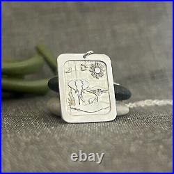 Wildlife African Landscape Necklace Rectangle Pendant Elephant Engraved Charm