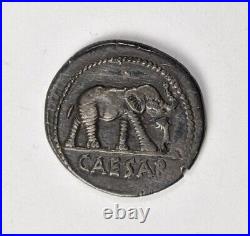 X Rare Old Rome Julius Caesar 48-49 B C AR Denarius Elephant Ancient Silver Coin