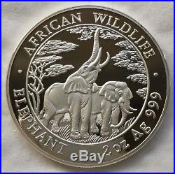Zambia 10000 Kwacha 2003 Elephant 2 oz silver Proof coin Very rare