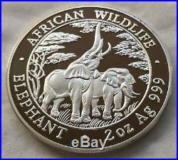 Zambia 10000 Kwacha 2003 Elephant 2 oz silver Proof coin Very rare