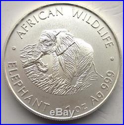Zambia 2000 Elephant 5000 Kwacha 1oz Silver Coin, UNC