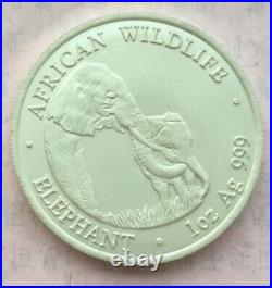 Zambia 2001 Elephant 5000 Kwach 1oz Silver Coin, UNC