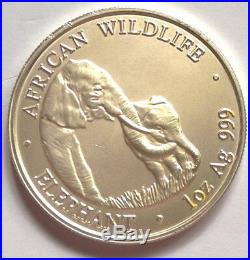 Zambia 2001 Elephant 5000 Kwacha 1oz Silver Coin, UNC Matte