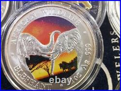 Zambia 2002 African Elephant Colored Proof Rare Silver Coin