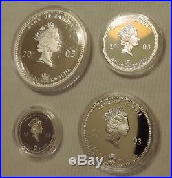 Zambia 2003 four coin set Elephant Silver Proof Ag 999 African Wildlife Somalia