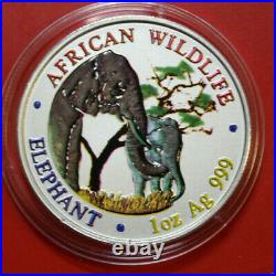 Zambia 5000 Kwacha 2001 African Wildlife Elephant #F3861 Coloriert super rare
