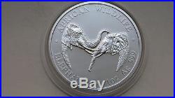 Zambia 5000 Kwacha 2002 Elephants Silver BU coin MATTE Finish RARE