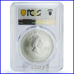 Zambia 5000 kwacha African Wildlife Elephant Matte MS69 PCGS silver coin 2003