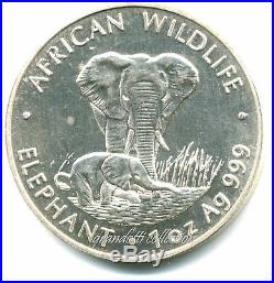 Zambia 500 Kwacha 1999 African Wildlife Elephant Silver Coin