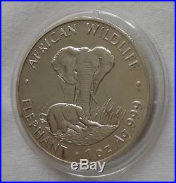 Zambia Elephant 1999 1 oz silver coin 5000 kwacha African Wildlife elefant