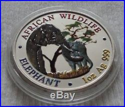 Zambia Elephant 2001 1 oz silver colored coin 5000 kwacha Sambia Elefant farbe
