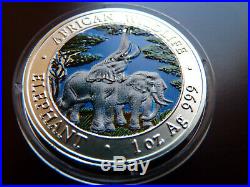 Zambia / Sambia 5.000 Kwacha 2003 1 oz 999 Silber Color Farb Elefant / Elephant